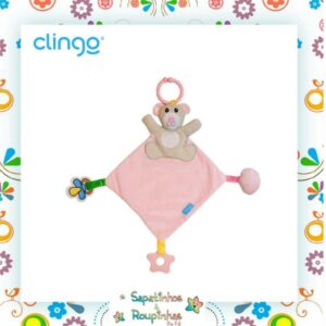 Clingo - Kit Pantufa antiderrapante com chocalho + Naninha com mordedor + Lata alta redonda com alça com gravação a laser - Imagem 18