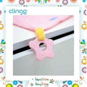 Clingo - Kit Pantufa antiderrapante com chocalho + Naninha com mordedor + Lata alta redonda com alça com gravação a laser - Imagem 19