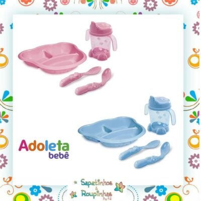 Adoleta bebê - Kit Alimentação Prato com Divisórias, copo e Colheres