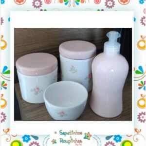 Kit Higiene porcelana floral rosa - Imagem 8
