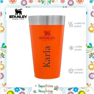 Stanley - Copo térmico de cerveja sem tampa Signal Orange 473ml com gravação a laser