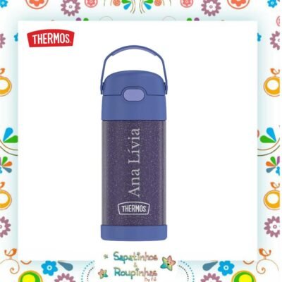 Thermos – Garrafa Térmica Funtainer Lilás Com Brilho . Com Gravação A Laser