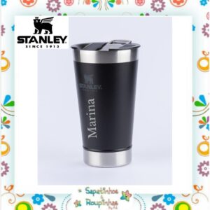 Stanley - Copo térmico de cerveja com tampa Matte Black 473ml com gravação a laser - Imagem 3