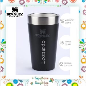 Stanley - Copo térmico de cerveja sem tampa Matte Black 473ml com gravação a laser - Imagem 1