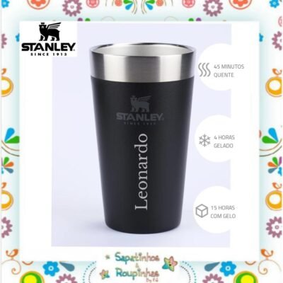 Stanley - Copo térmico de cerveja sem tampa Matte Black 473ml com gravação a laser