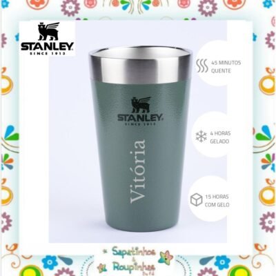 Stanley - Copo térmico de cerveja sem tampa Hammertone Green 473ml com gravação a laser