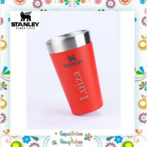 Stanley - Copo térmico de cerveja sem tampa Flame Red 473ml com gravação a laser - Imagem 4