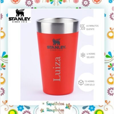 Stanley - Copo térmico de cerveja sem tampa Flame Red 473ml com gravação a laser