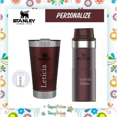 Stanley - Kit Copo térmico de cerveja com tampa Wine 473ml + Mug térmico classic stanley Wine 354ml com gravação a laser