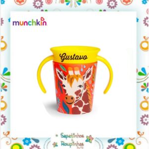 Munchkin- Copo de Treinamento 360° 6m+ 177ml Wild girafa com gravação a laser - Imagem 4