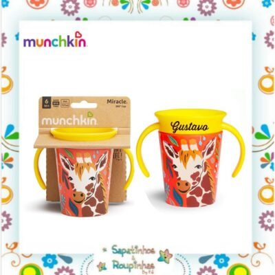 Munchkin- Copo de Treinamento 360° 6m+ 177ml Wild girafa com gravação a laser