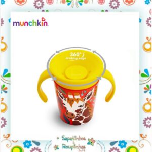 Munchkin- Copo de Treinamento 360° 6m+ 177ml Wild girafa com gravação a laser - Imagem 3