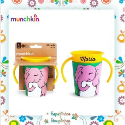Munchkin- Copo de Treinamento 360° 6m+ 177ml Wild elefante com gravação a laser