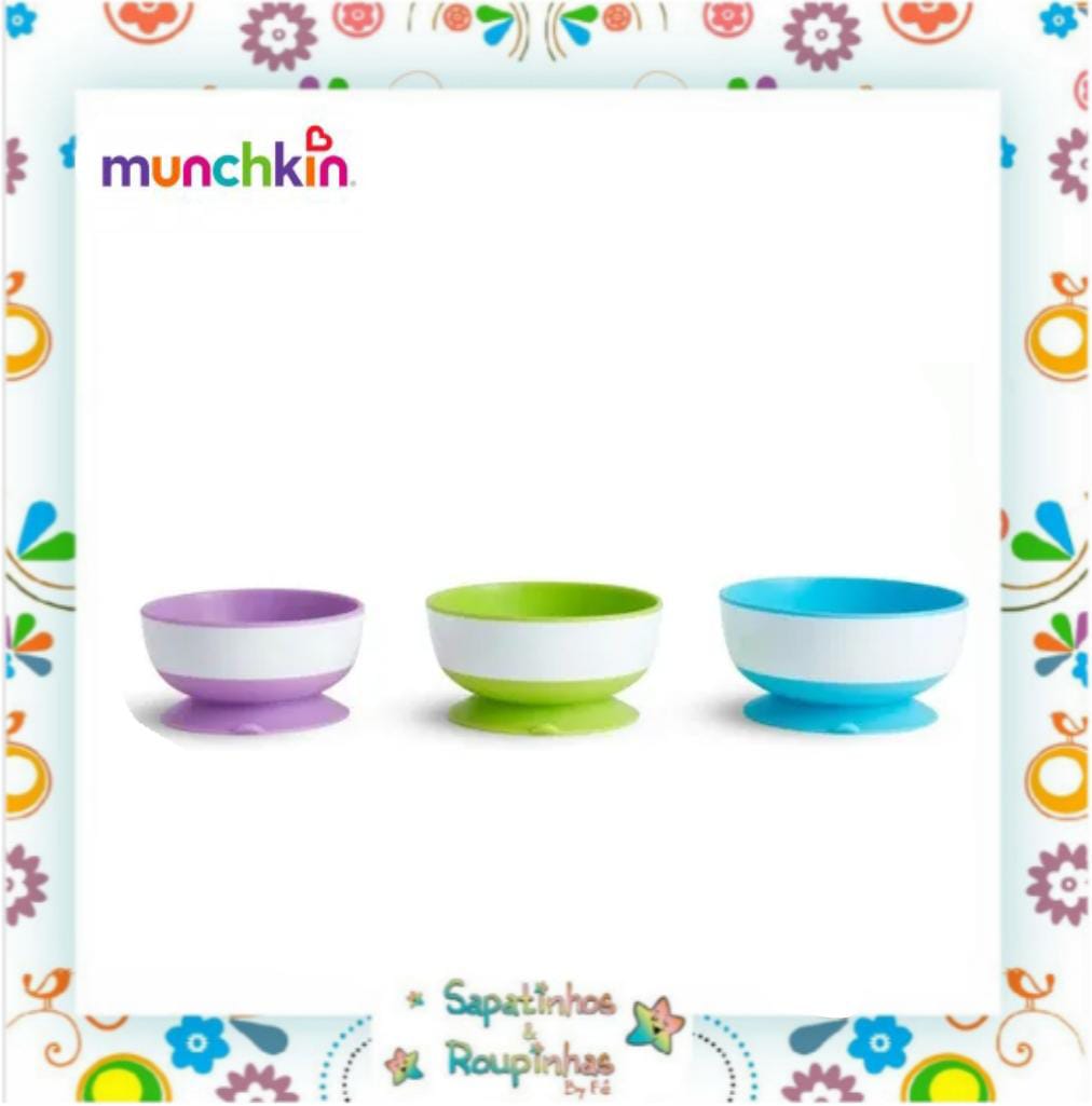 Munchkin - 3 Tigelas Coloridas Com Ventosa - Sapatinhos & Roupinhas By Fê
