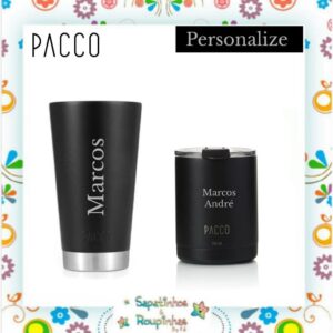 Pacco - Kit Copo Térmico Beer Cup 473ml + Copo Térmico Happycup 295ml com gravação a laser