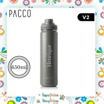 PACCO – Garrafa Térmica Hydra V2 650ml Cinza com Gravação A Laser