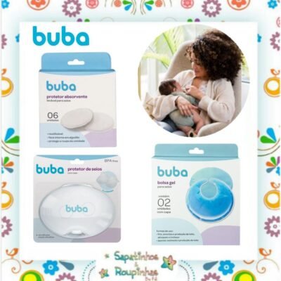 Buba - Kit Bolsa gel para seios 02 unidades + protetor de seios com case + protetor absorvente lavável para seios 06 unidades