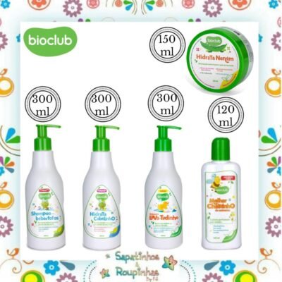 Bioclub - Kit Melhor cheirinho do universo 120ml + Sabonete lava tudinho 300ml + Hidrata neném 150ml + Shampoo para bebês fofos 300ml + Hidrata cabelinho 300ml