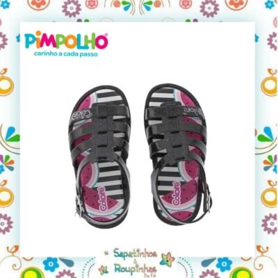 Pimpolho - Sandália Infantil Preto com Brilho Colorê