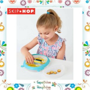 Skip Hop - Kit Copo de treinamento zoo abelha 266ml + prato de treinamento zoo abelha com gravação a laser - Imagem 4