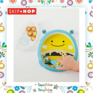 Skip Hop - Kit Copo de treinamento zoo abelha 266ml + prato de treinamento zoo abelha com gravação a laser - Imagem 6