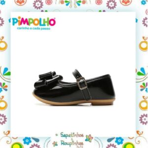 Pimpolho - Sapatilha Infantil Boneca Verniz Laço Preto - Imagem 3