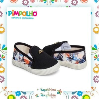Pimpolho - Tênis Infantil Slip On Tropical/Preto