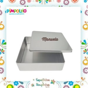 Pimpolho - Kit Manta fotográfica de tricô com moldura para sinalizar a idade do bebê + Lata quadrada personalizada - Imagem 4