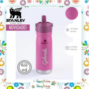 Stanley - Garrafa Térmica Flip Straw Cinza 651 com gravação a laser