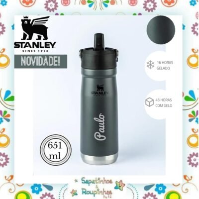 Stanley - Garrafa Térmica Flip Straw Cinza 651 com gravação a laser