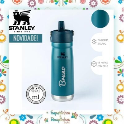 Stanley - Garrafa Térmica Flip Straw Azul 651ml com gravação a laser