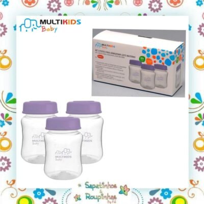 Multikids baby - Kit 3 potes para armazenar leite materno