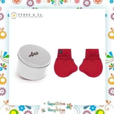 Penka - Kit par de Luva RN vermelha+ Lata redonda personalizada com gravação a laser