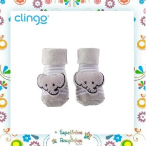Clingo - Kit pantufa com chocalho elefante + lata quadrada personalizada com gravação a laser - Imagem 5