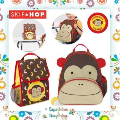 Skip Hop - Kit Mochila de passeio Zoo macaco + Lancheira térmica Zoo macaco