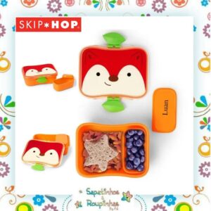 Skip Hop - Kit Marmita raposa 700ml + Garrafa Flip raposa 390ml + Talheres Zoo raposa com gravação a laser - Imagem 3