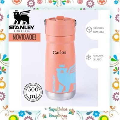 Stanley - Garrafa Térmica Flip Straw Kids GRAPEFRUIT 500ml com gravação a laser