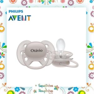 Philips Avent - Chupeta Ultra Soft Cinza 6-18M tamanho 2 com gravação a laser - Imagem 3