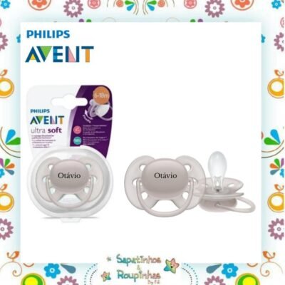 Philips Avent - Chupeta Ultra Soft Cinza 6-18M tamanho 2 com gravação a laser