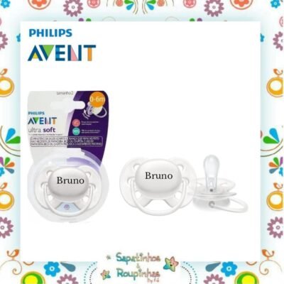 Philips Avent - Chupeta Ultra Soft Branca 0-6 Meses Tamanho 1 com gravação a laser