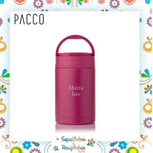 Pacco - Kit Garrafa Térmica HydraV2 650ml Fúcsia + Pote Térmico Food Jar Fúcsia 500ml preto com gravação a laser - Imagem 4