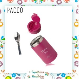 Pacco - Kit Garrafa Térmica HydraV2 650ml Fúcsia + Pote Térmico Food Jar Fúcsia 500ml preto com gravação a laser - Imagem 6