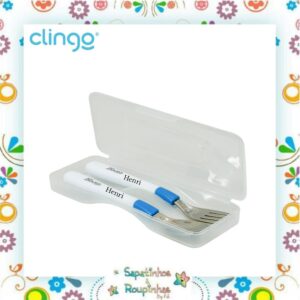 Clingo - Kit Prato infantil em silicone com divisórias + Talheres com estojo + Copo com canudo e válvula 320ml com gravação a laser - Imagem 9