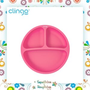 Clingo - Kit Prato infantil em silicone com divisórias + Talheres com estojo + Copo com canudo e válvula 320ml com gravação a laser - Imagem 4