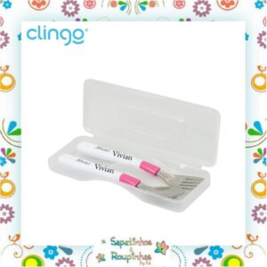 Clingo - Kit Prato infantil em silicone com divisórias + Talheres com estojo + Copo com canudo e válvula 320ml com gravação a laser - Imagem 5