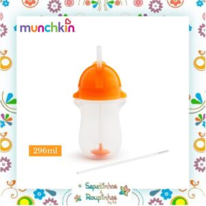 Munchkin - Kit Copo Grande com Canudo Click Lock Laranja 296ml + Canudo de Reposição para Copo Click Lock - Imagem 2