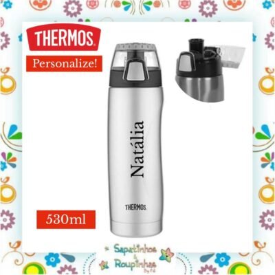 Thermos - Squeeze Térmica Havai 530ml Prata com gravação a laser