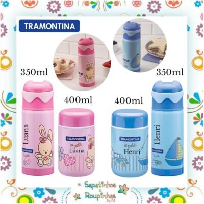 Tramontina - Kit Garrafa Térmica Le Petit 350ml + Pote Térmico Le Petit 400ml com gravação a laser