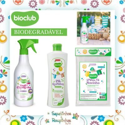 BioClub - Roupa Cheirosinha Algodão e Melissa 500ml+ Lavou Tá Novinho + Lava Roupinhas 500ml