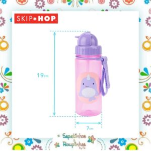 Skip Hop - Kit Porta Snack Zoo Baleia 222ml + Garrafa Flip Zoo Baleia Narval 390ml com gravação a laser - Imagem 4